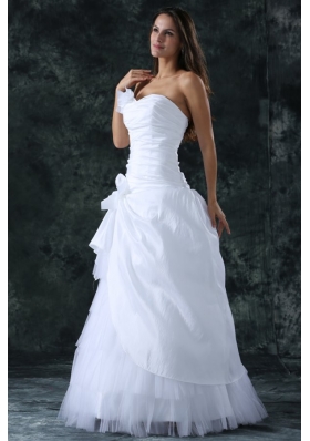 Sweetheart Column Ruche Decorate Floor-length Wedding Dress