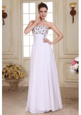 Beaded Decorate Brust and Silt Empire Strapless Chiffon Prom Dress