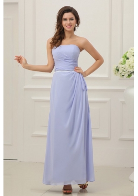Strapless Empire Chiffon Ankle-length Prom Dress with Ruche