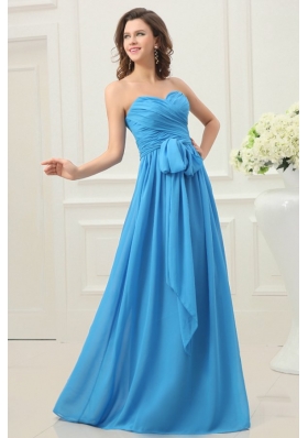 Sweetheart Empire Chiffon Ruche and Bowknot Prom Dress in Teal