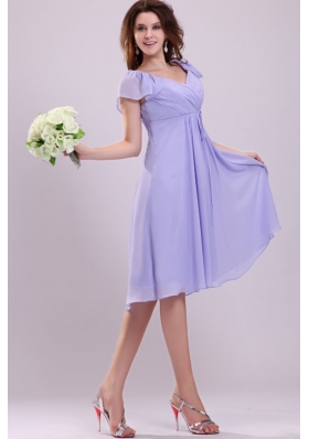 2013 Empire Cap Sleeves Lavender Ruching Prom Dress