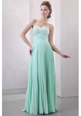 Sweetheart Beaded Decorate and Pleats Long Empire Chiffon Prom Dress