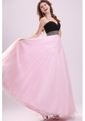 Empire Baby Pink Sweetheart Beading and Ruching Chiffon Prom Dress