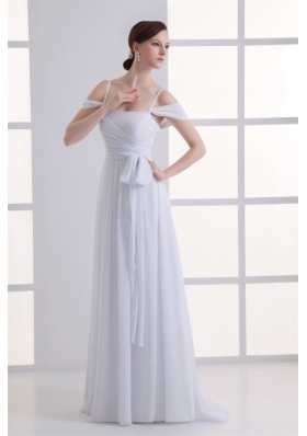 Empire Spaghetti Straps Ruching Chiffon Wedding Dress