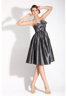 Grey Sweetheart Knee-length Prom Dress with Bowknot