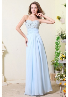 Empire Sweetheart Beading Light Blue Chiffon Prom Dress