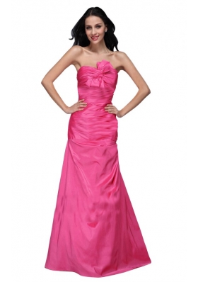 Column Sweetheart Hot Pink Ruching Floor-length Prom Dress