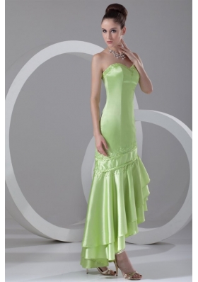 Column Sweetheart High-low Taffeta Beading Spring Green Prom Dress