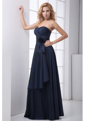 Simple Blue Column Sweetheart Floor-legnth Ruching Prom Dress