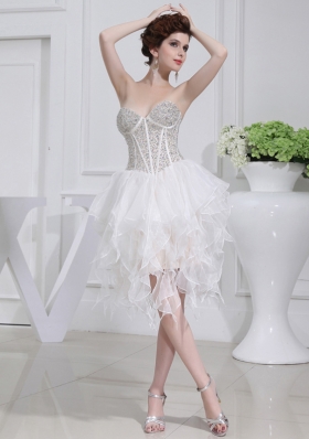 2014 A-line Sweetheart Sequins Ruffles Wedding Dress With Knee-length