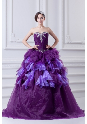 2014 Beading Multi-color Sweetheart Ball Gown Quinceanera Dress with Ruffles