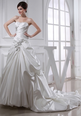 2014 Fashinable Princess Ball Gown Sweetheart Paillette Pick-ups Wedding Dress