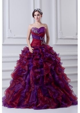 2014 Multi-color Sweetheart Ball Gown Beading Quinceanera Dress with ...