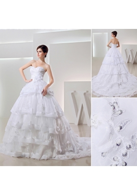 2014 Spring White Ball Gown Sweetheart Paillette Ruffled Layers Wedding Dress