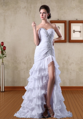 Fashionable Chiffon Column Beading Sweetheart Prom Dress with Brush Train