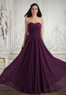 Dark Purple Sweetheart Empire Ruching Popular Chiffon Prom Dress