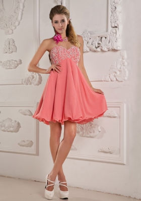 2015 Lovely Princess Sweetheart Chiffon Beading Prom Dress in Watermelon