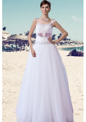 Brand New A Line Straps Floor-length Beading and Belt Wedding Dress