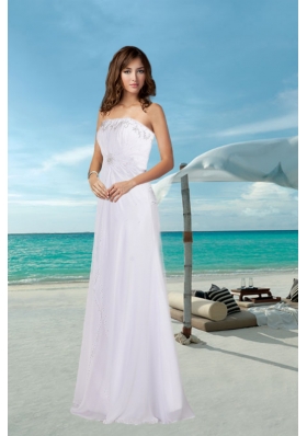 Cheap Empire Strapless Beading Wedding Dress for Beach