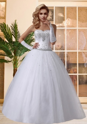 Beautiful Puffy Sweetheart Lace Up Beading Wedding Dresses for 2014