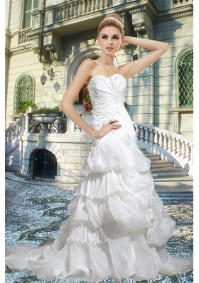 Fashionable Mermaid Sweetheart Beading Wedding Dress with Chapel Train