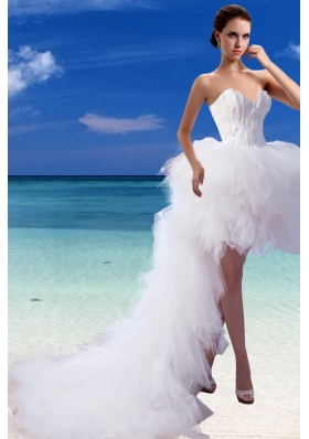 Perfect A Line High Low Sweetheart Appliques Wedding Dresses