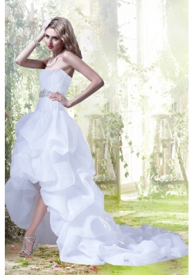 Princess Sweetheart Beading Ruffles Wedding Dresses with High Low