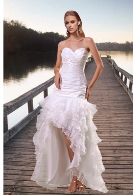 Popular High Low Ruffled Layers Sweetheart Wedding Dresses