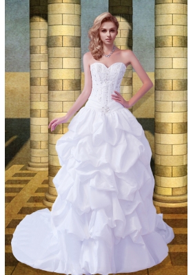 Princess Sweetheart Wedding Dresses with Court Train