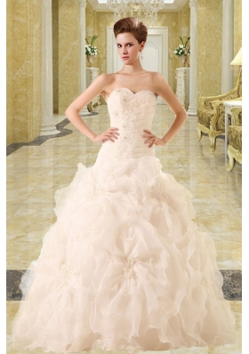 2014 A Line Sweetheart Beading Wedding Dresses with Appliques
