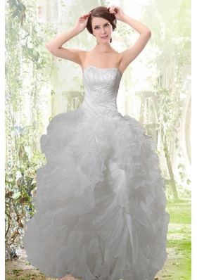 Exquisite Strapless Ruffles Wedding Dress with Zipper Up