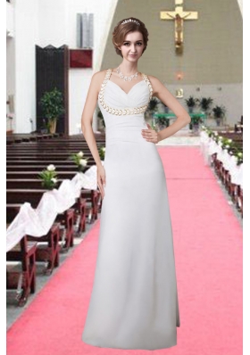 Hot Sale Column V Neck Brush Train Wedding Dress for 2015