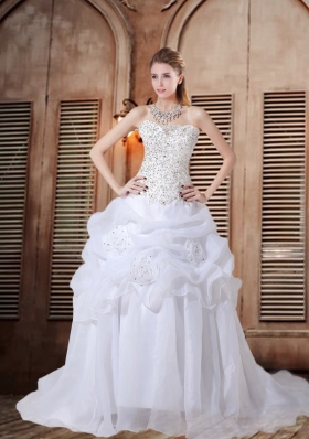 2014 Beautiful A Line Strapless Beading Wedding Dresses