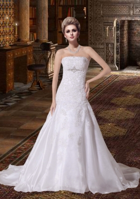 Cheap Mermaid Strapless Wedding Dresses Court Train