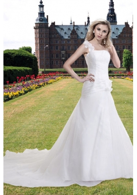 Princess One Shoulder Wedding Dress with Chapel Train