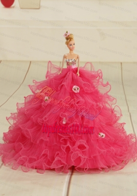 2015 Organza Bowknot Hot Pink Barbie Doll Dress