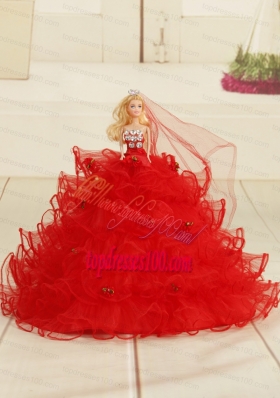 Red Bowknot Organza Barbie Doll Dress