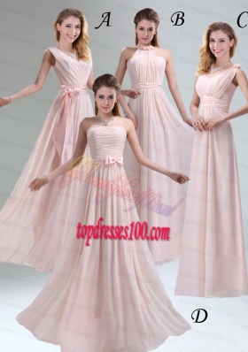 Most Beautiful Chiffon Light Pink Empire Bridesmaid Dress with Ruching