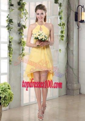 New Fashion Halter Top Asymmetrical  Bridesmaid Dress