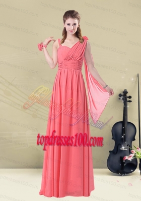Stunning Asymmetrical Column Ruched Bridesmaid Dress