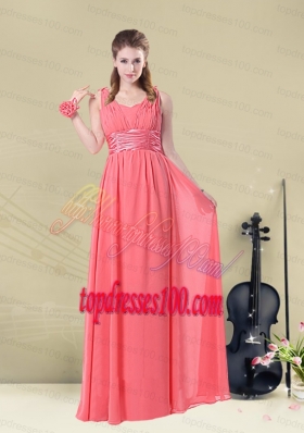 Super Hot Straps Floor Length Bridesmaid Dress with Belt