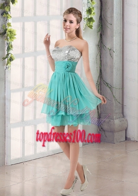Sweetheart A Line Bridesmaid Dress with Sequins and Handle Made Flowers