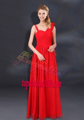 2015 Ruching Empire Bridesmaid Dresses with Asymmetrical