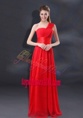 One Shoulder Ruching Empire Bridesmaid Dresses for 2015