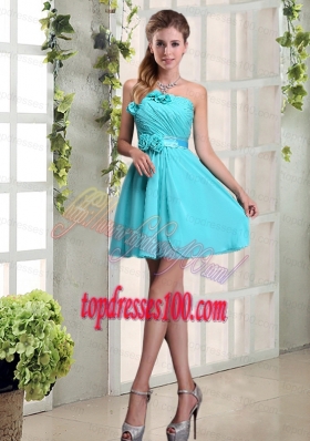 Perfect Ruching and Hand Made Flowers  Bridesmaid Dress with Strapless