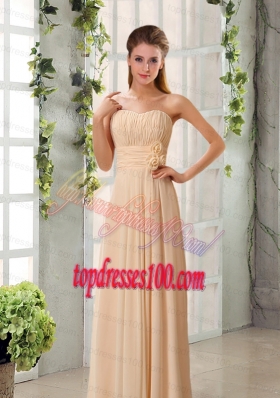 Champagne Ruching Chiffon Bridesmaid Dresses with Sweetheart
