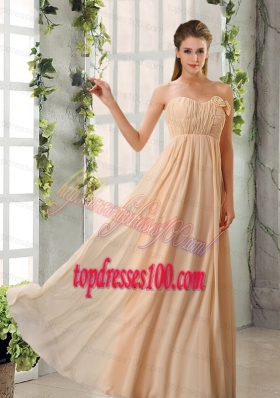 Empire V Neck Ruching Chiffon Bridesmaid Dresses with Cap Sleeves