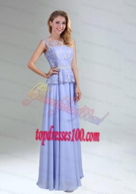 Lavender Belt and Lace Empire 2015 Bridesmaid Dress with Bateau
