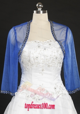 2015 Discount Royal Blue Long Sleeves Wraps with Beading