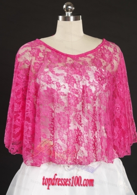 Hot Pink Beading Lace Hot Sale Wraps for 2015